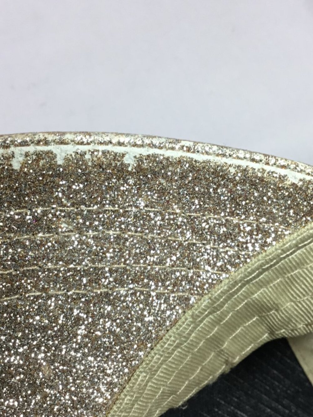 Upcycled LV Patch Distressed Trucker Hat CC Ponytail Cap Bling Gold Sparkle Mesh - Picture 11 of 13